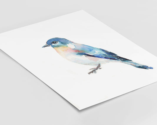 Watercolor Bird Instant Download | "Bluebird of Happiness" by Jess Buhman, Printable 8" x 10" Watercolor Art, Digital Print, Print at Home