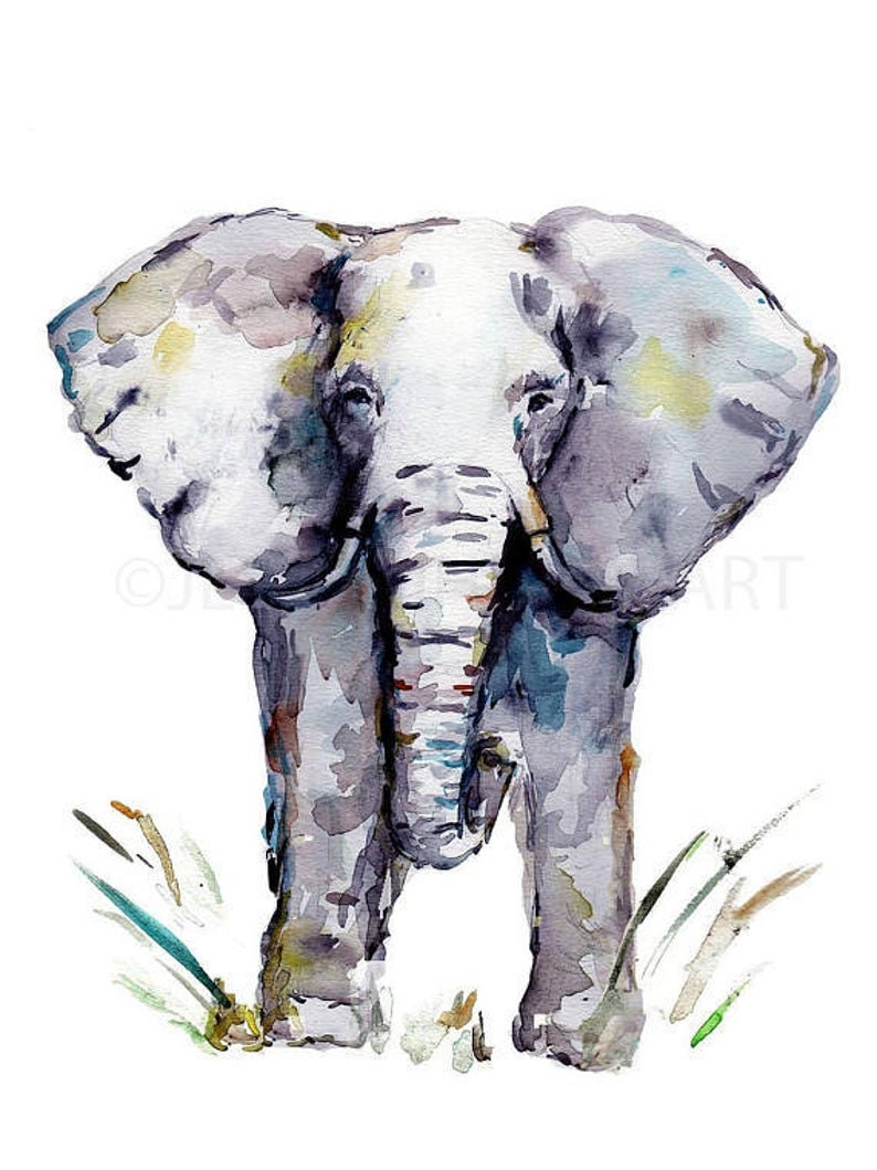 Elephant Watercolor Digital Download | "Cornelius" by Jess Buhman, Instant Download, Print at Home, Elephant Painting, Nursery Art