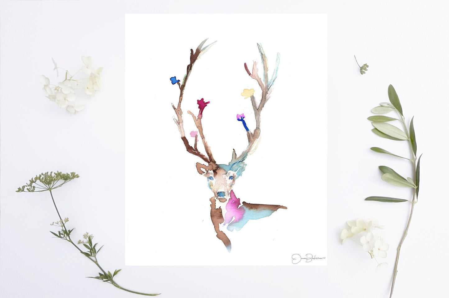 Deer Print Instant Download | "What A Beaut!" by Jess Buhman, Print at Home, Digital File, Watercolor Deer Print, Christmas Decor