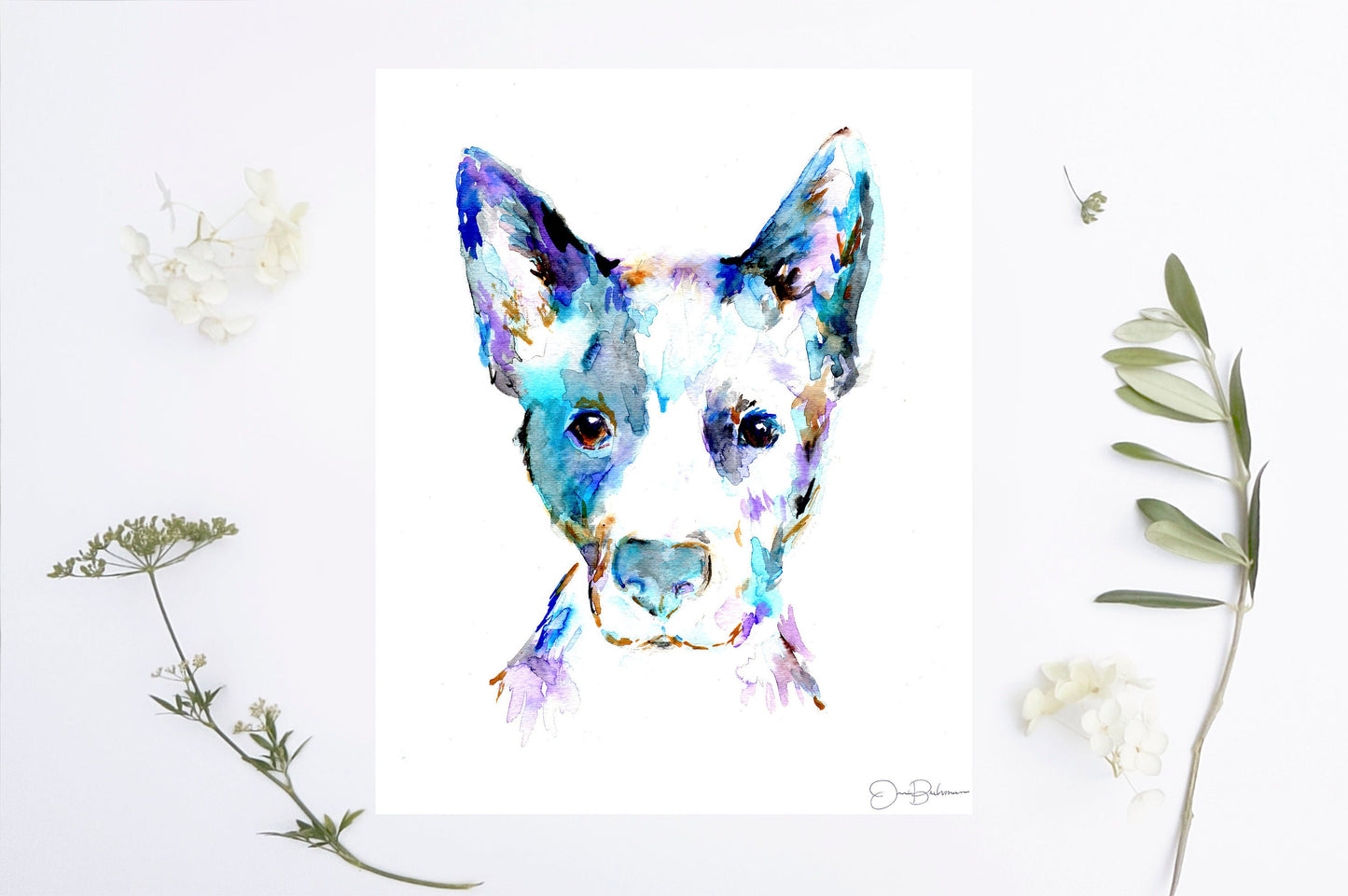 Blue Heeler Watercolor Print Instant Download | "Blue" by Jess Buhman, 8" x 10" Digital File, Print at Home, Dog Lover Gift