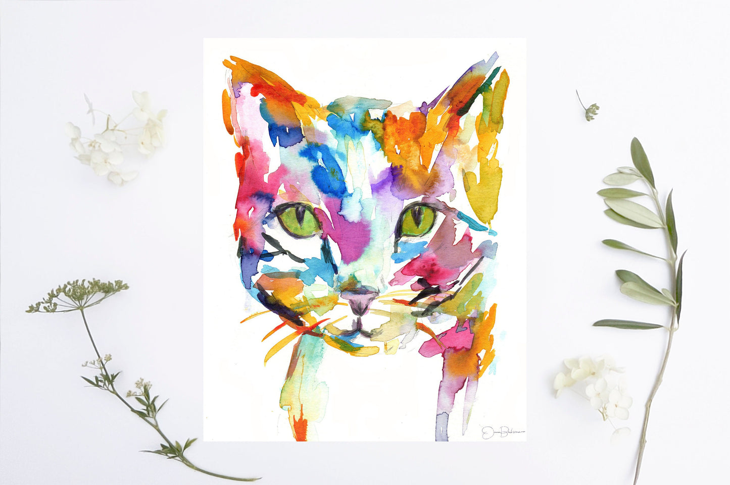 Cat Watercolor Print | "Cat" by Jess Buhman, Multiple Sizes, Select Your Size, Cat Painting, Pet Painting, Tabby Cat Painting