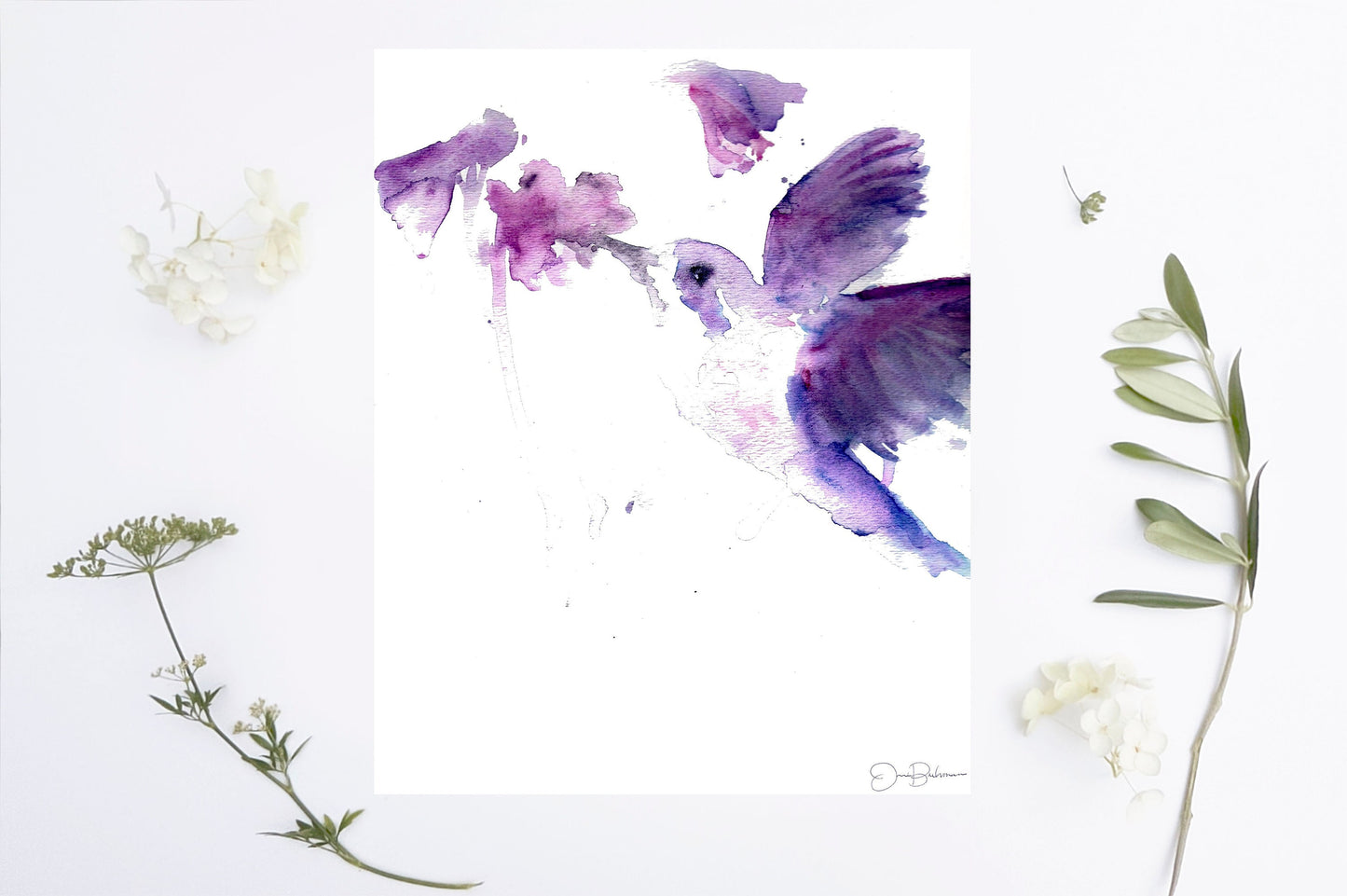 Hummingbird Watercolor Painting Print | "Josie the Hummingbird" by Jess Buhman, Multiple Sizes, Select Your Size, Bird Painting, Bird Art