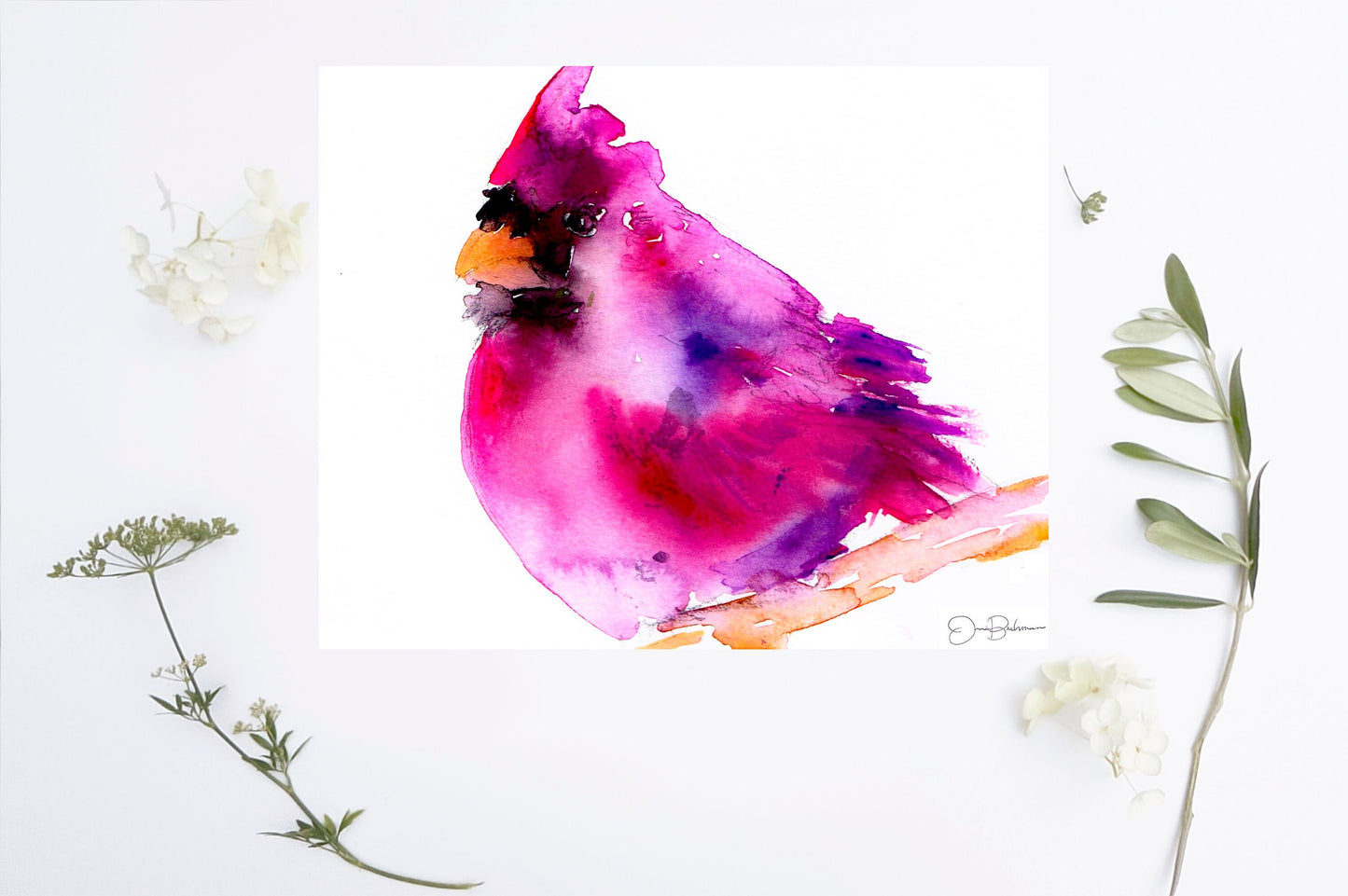 Cardinal Watercolor Digital Download | "Corduroy the Cardinal" by Jess Buhman, Instant Download, Digital File, Print at Home, Bird Painting