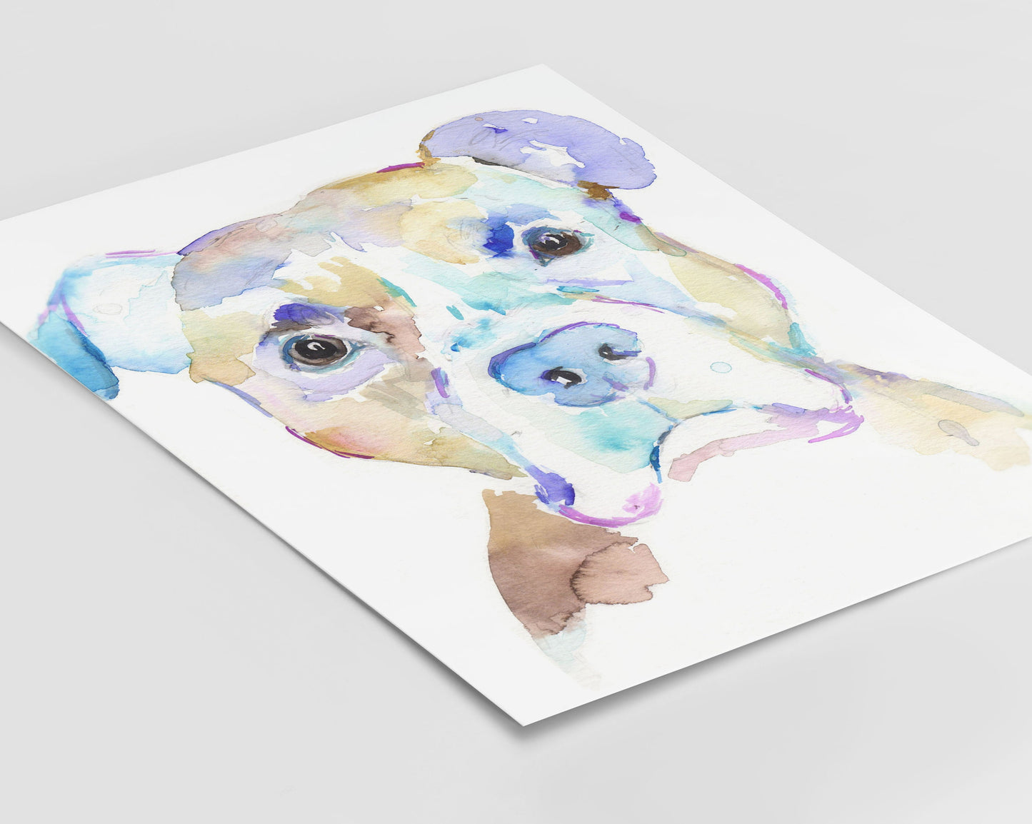Watercolor Dog Painting | "Esko" by Jessica Buhman, Multiple Sizes, Select Your Size, Pit Bull Painting, Watercolor Dog, Pet Painting