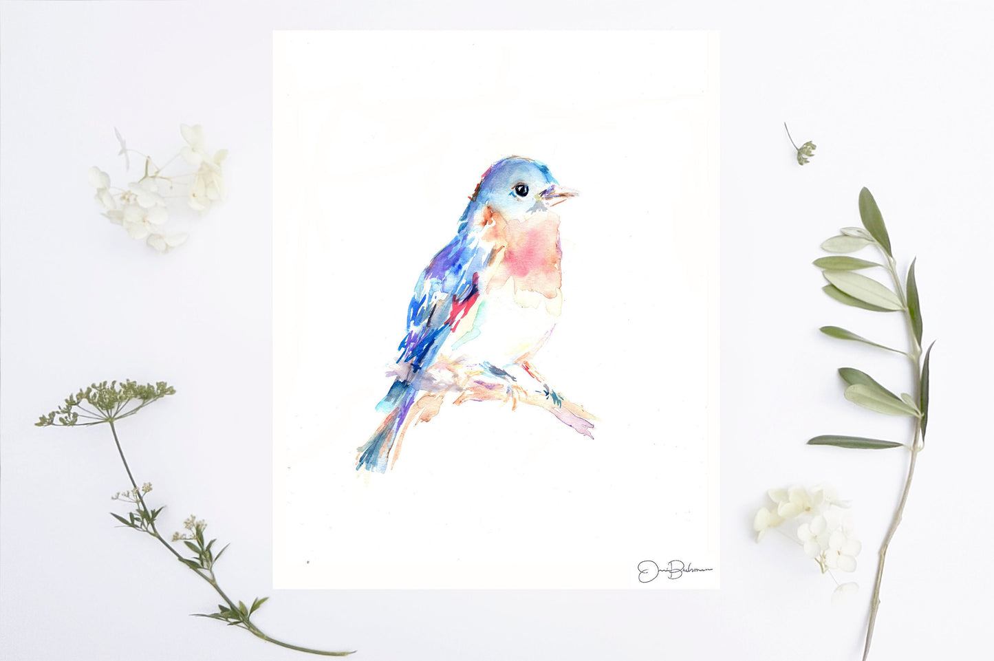 Watercolor Bird Instant Download | "Bluebird" by Jess Buhman, Printable 8" x 10" Watercolor Art, Digital Print, Print at Home