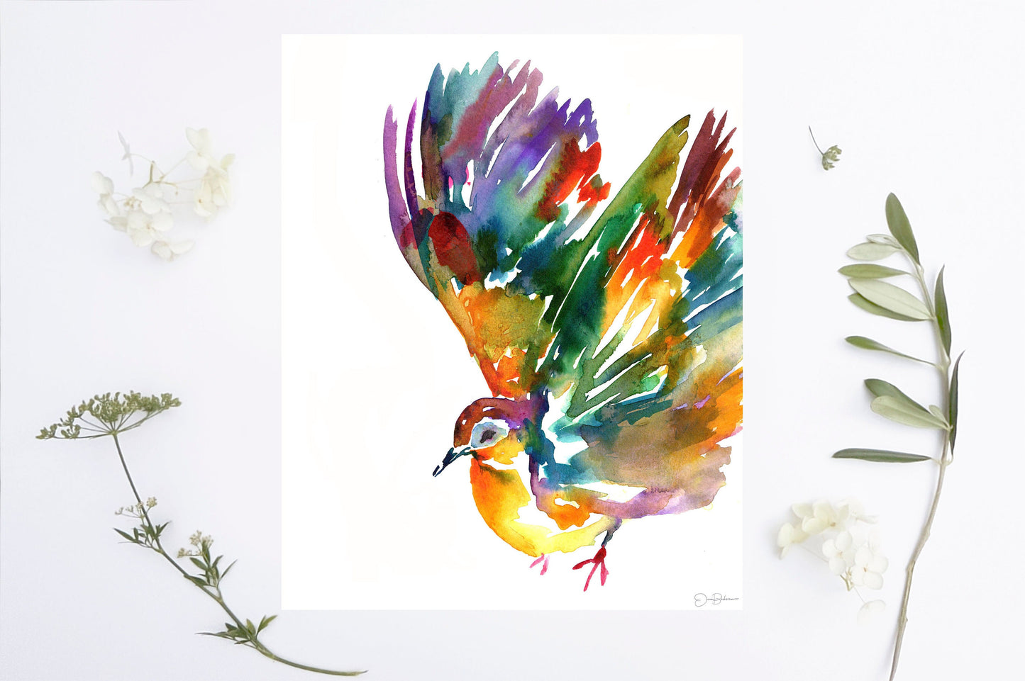 Watercolor Dove Print | "Felinda Takes Flight" by Jessica Buhman, Multiple Sizes, Dove Art, Watercolor Bird, Bird Art, Dove Painting