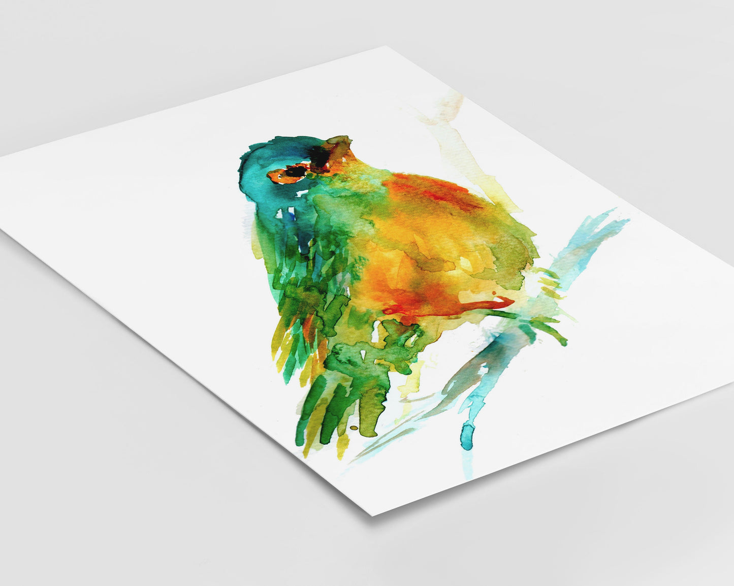 Watercolor Bird Instant Download | "Cooper the Green Bird by Jess Buhman, Printable 8" x 10" Watercolor Art, Digital Print, Print at Home