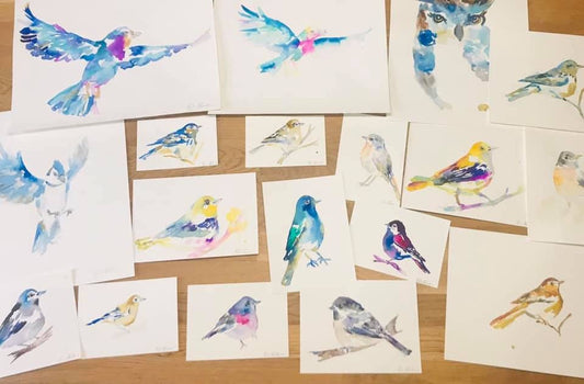 Art Grab Bag | Surprise Original Bird Watercolor Painting by Jess Buhman, Choose Amount, Surprise Art, Fun Grab Bag