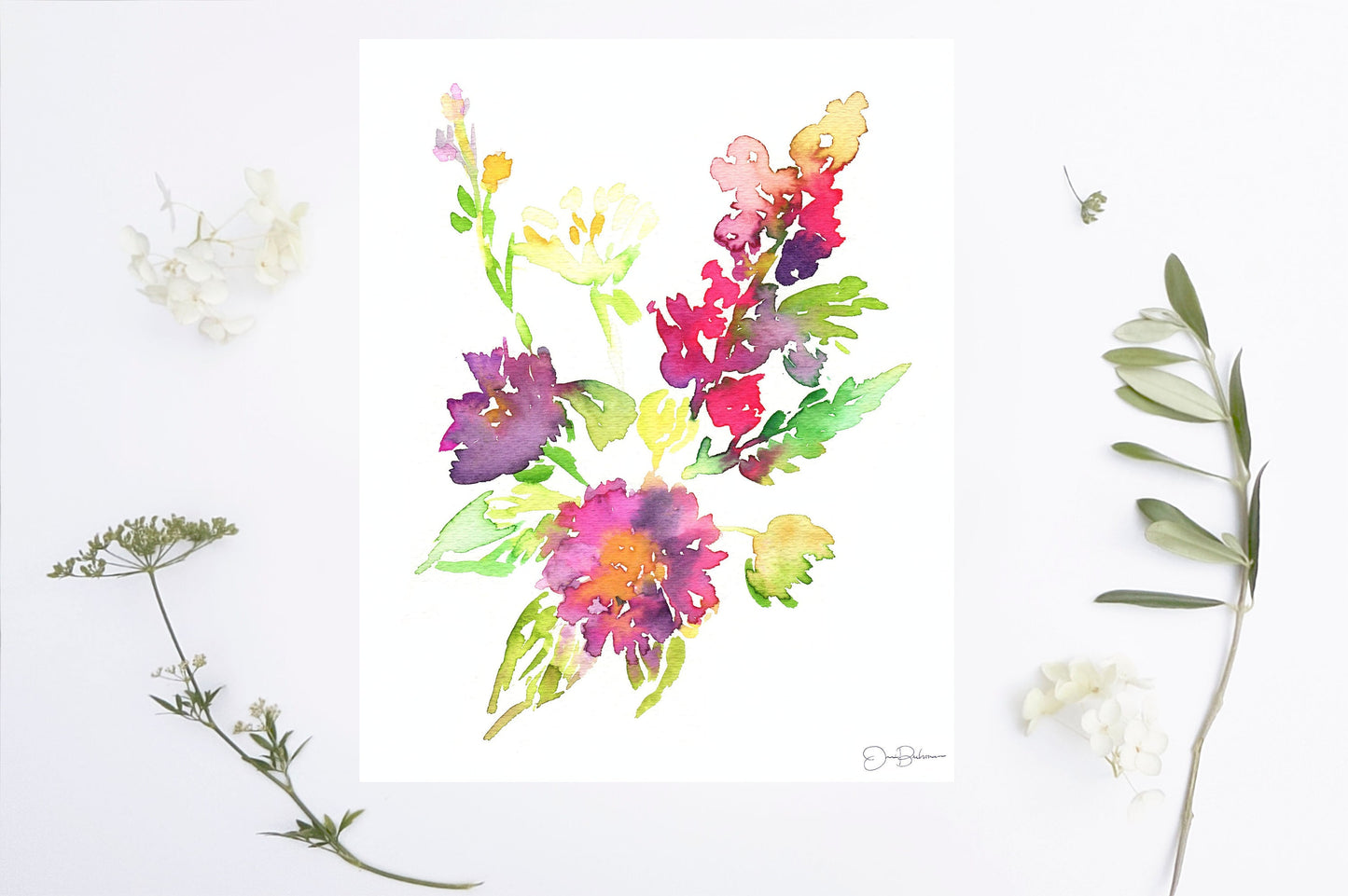 Watercolor Flowers Print | "Autumn Blooms" by Jess Buhman, Multiple Sizes, Select Your Size, Flower Painting, Abstract Floral Print