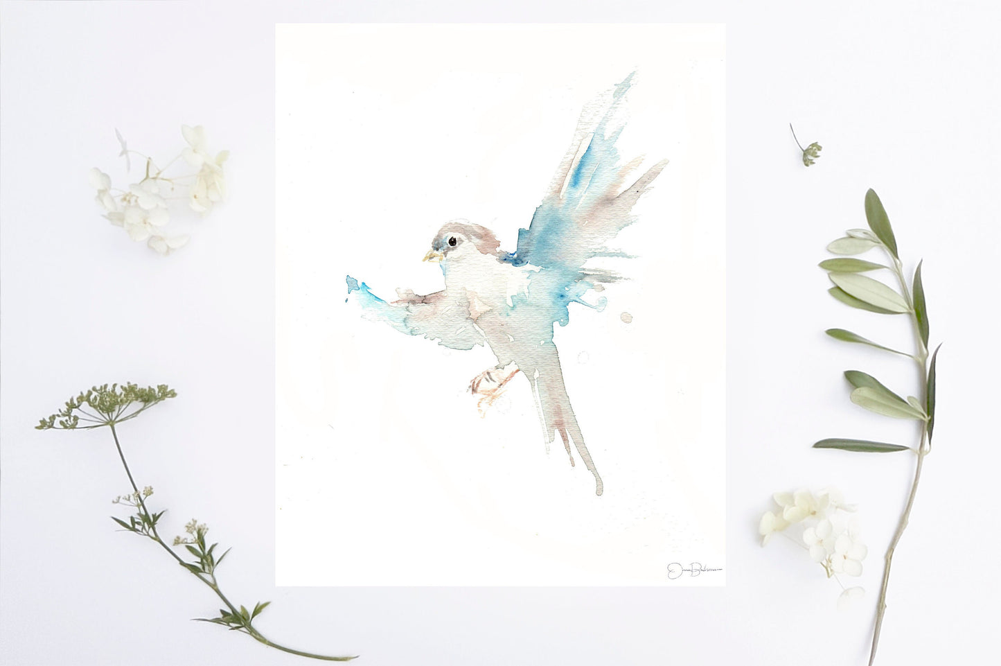 Bird Watercolor Print | "Rise Up" by Jess Buhman, Bird Flying Art, Multiple Sizes, Select Your Size, Garden Art