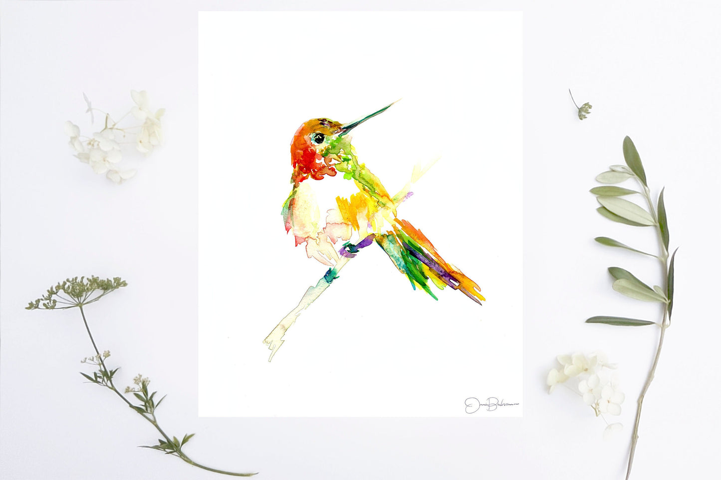 Hummingbird Print | "Hum" by Jess Buhman, Digital Download, Print Yourself, Bird Painting, Wall Art, Home Decor