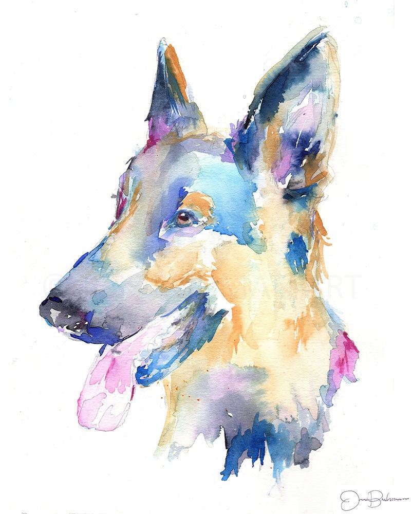 German Shepherd Watercolor Print Instant Download | "Gemma the German Shepherd" by Jess Buhman, 8" x 10" Digital File, Dog Lover Gift