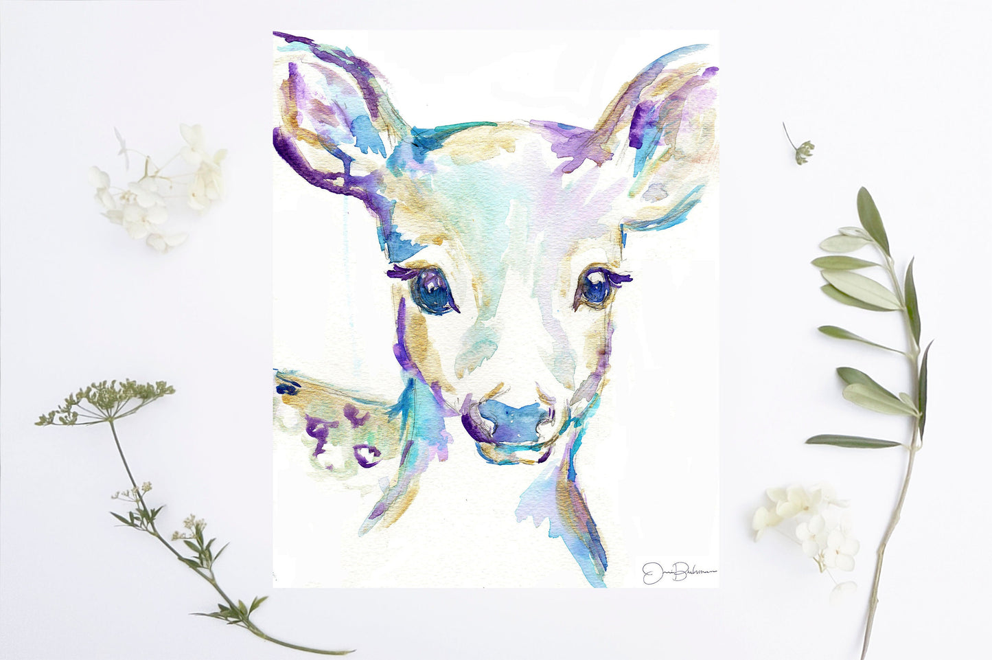 Deer Print Instant Download | "Freckles the Fawn" by Jess Buhman, Print at Home, Digital File, Watercolor Deer Print 8" x 10"