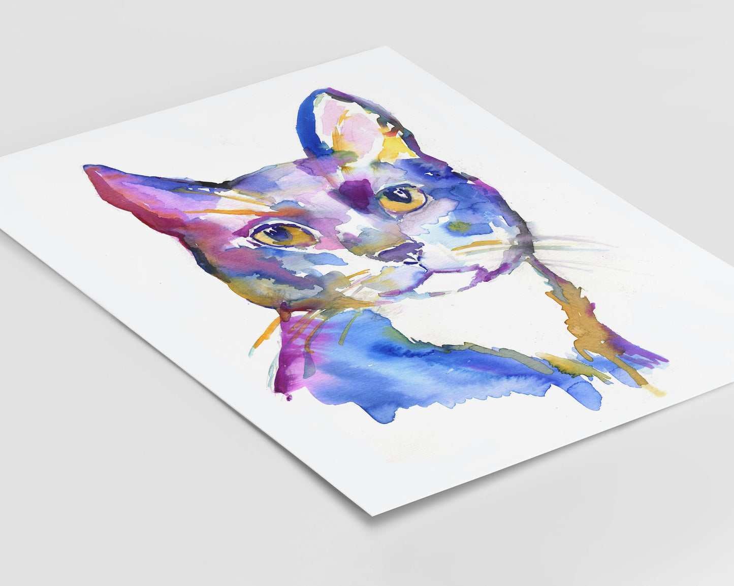 Cat Watercolor Painting | "Wolfgar" by Jessica Buhman, Multiple Sizes, Select Your Size, Black Cat Painting, Black Cat Watercolor