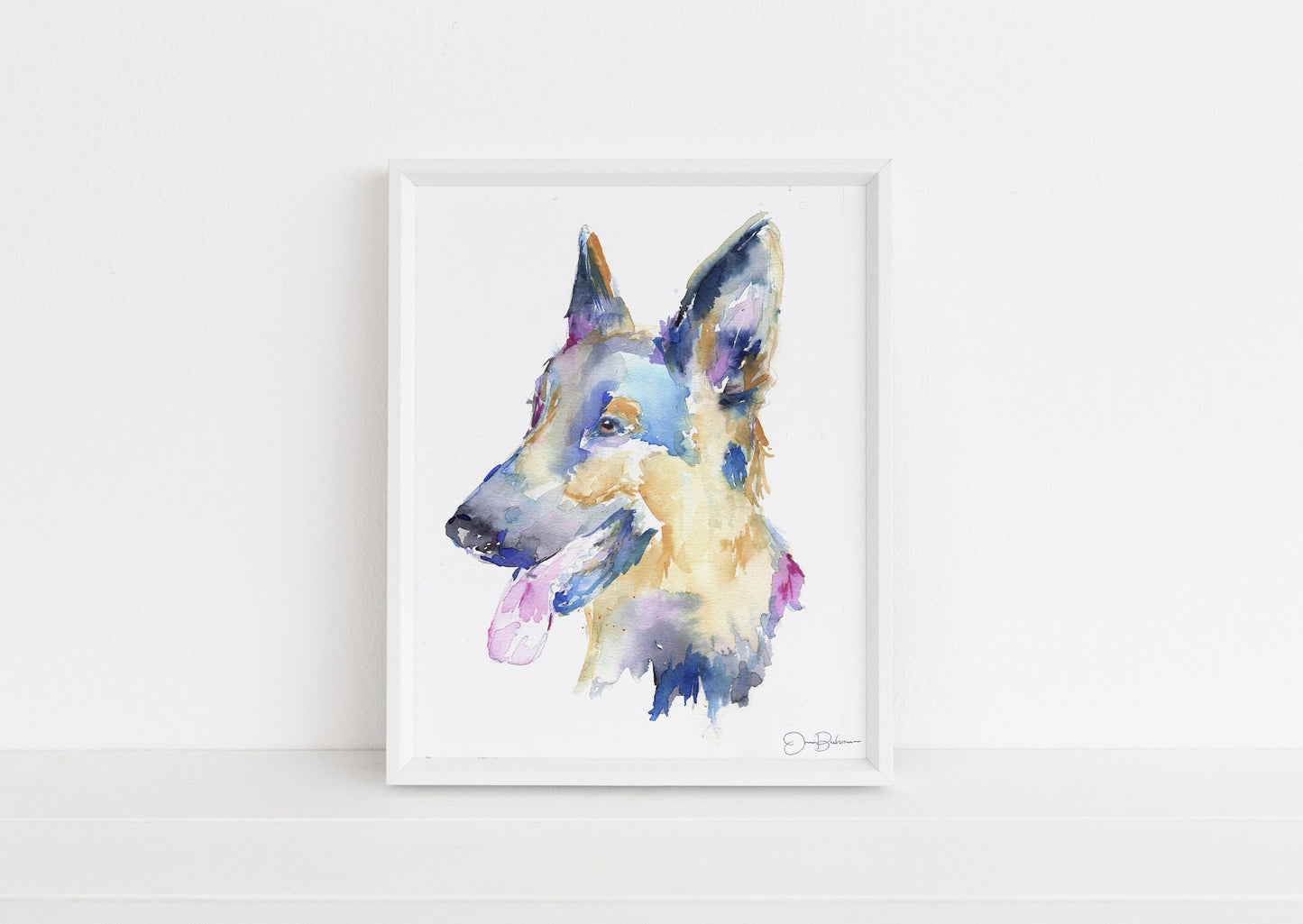 German Shepherd Watercolor Print | "German Shepherd" by Jess Buhman, Multiple Sizes, Choose Your Size, Dog Watercolor, Abstract Dog Painting