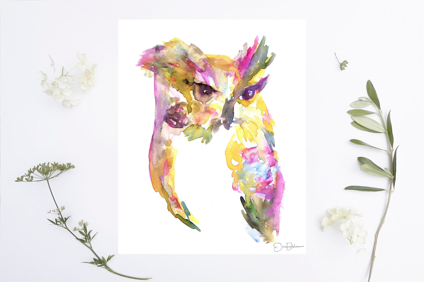 Owl Watercolor Print | "Give A Hoot" by Jessica Buhman, Digital Download, Print Yourself, Bird Painting, Wall Art, Home Decor