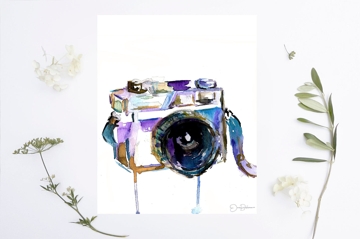 Camera Watercolor Print, "I Turn My Camera On" by Jess Buhman, Choose Your Size, Multiple Sizes