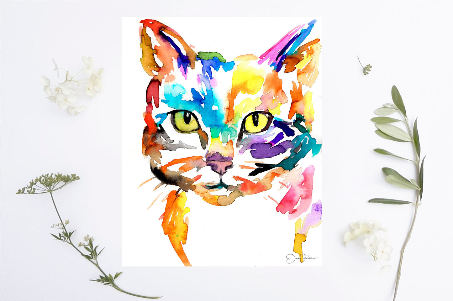 Cat Watercolor Print Instant Download | "Cat" by Jess Buhman, 8" x 10", Print at Home, Digital File, Instant Gift Idea