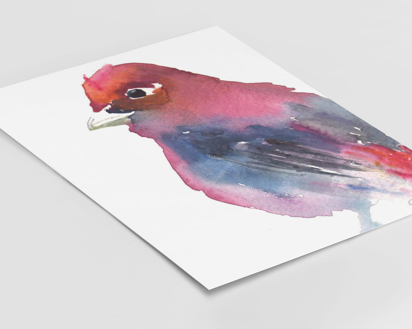 Watercolor Bird Print| "Stella the Stunner" by Jess Buhman, Multijple Sizes, Select Your Size, Scarlet Tanager Bird Art, Abstract Bird Art