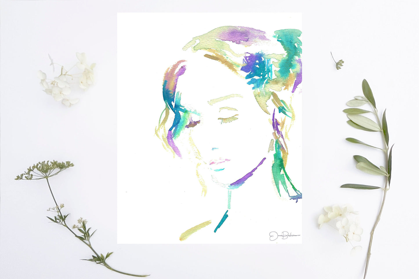 Watercolor Woman Digital Download | "Gratitude" by Jess Buhman, Instant Download, Print at Home, 8" x 10" Print, Downloadable Art, Gift Idea