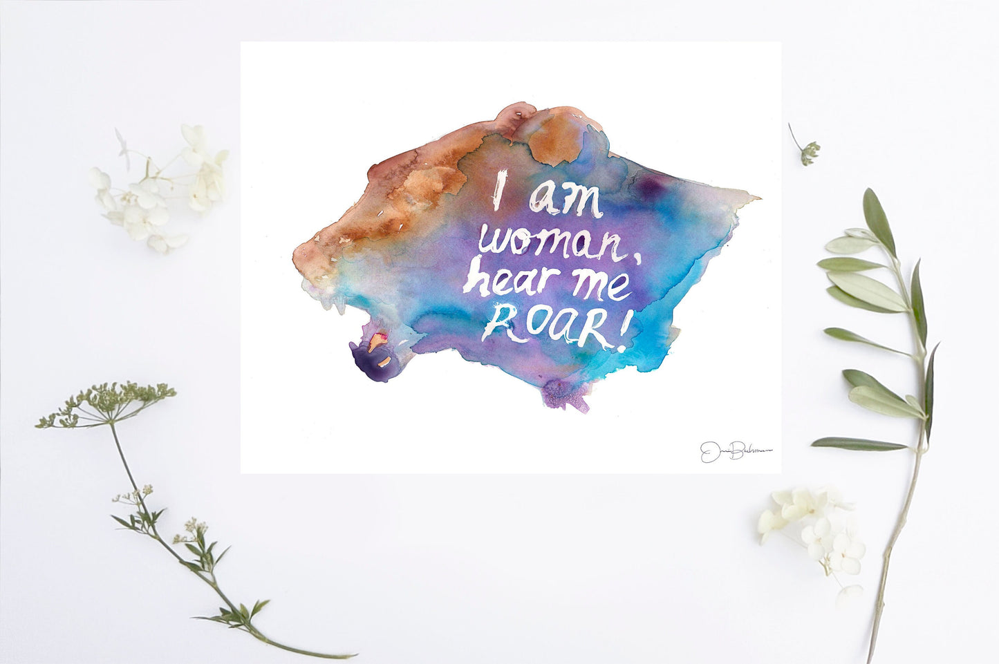 Lion Watercolor Digital Download Print | "I am Woman" by Jess Buhman, Instant Download, Lioness Painting, Feminist Art, Girl Power