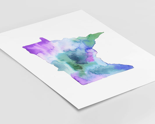 Watercolor Minnesota State Print Digital File | "Land of 10,000 Lakes," by Jess Buhman, 8" x 10" Digital File, Printable Art, MN Art