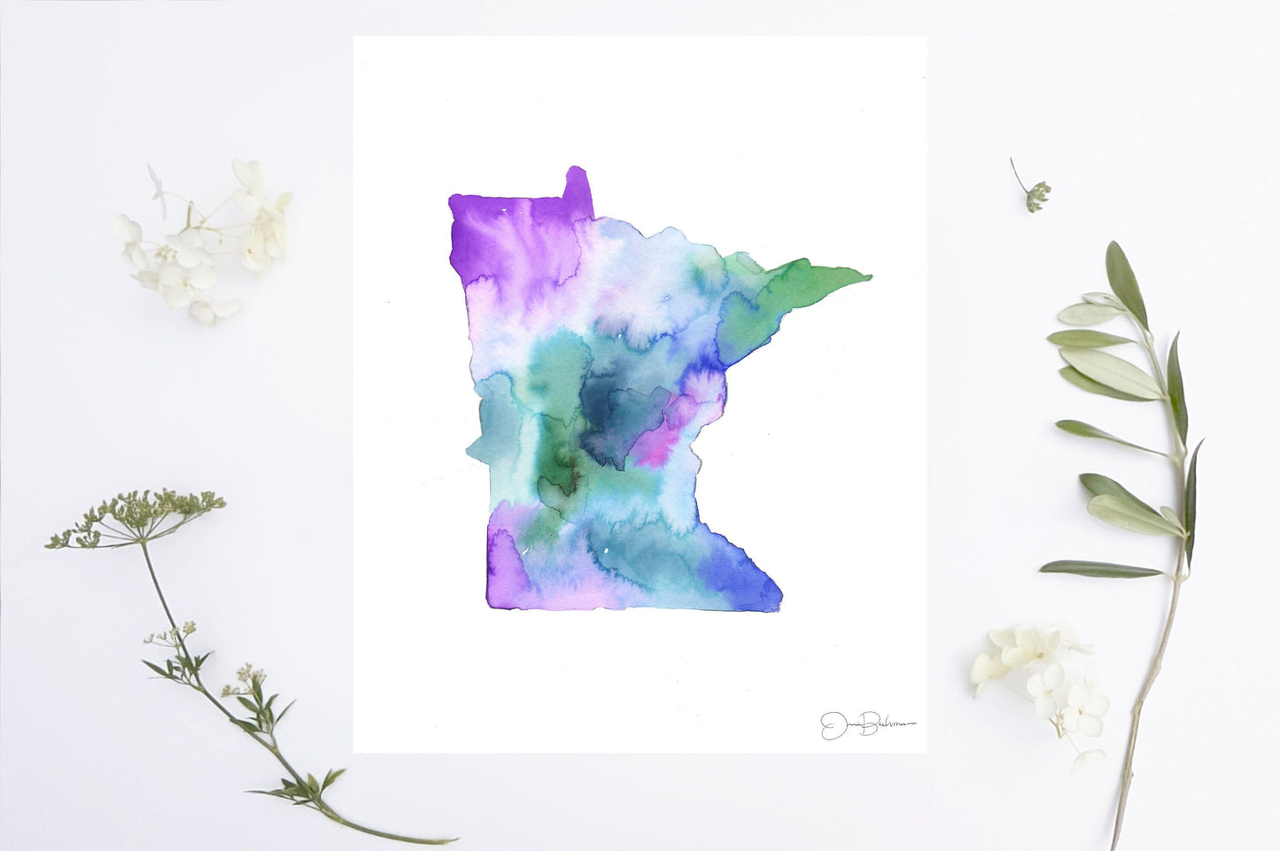 Watercolor Minnesota State Print Digital File | "Northern Lights," by Jess Buhman, 8" x 10" Digital File, Printable Art, MN Art