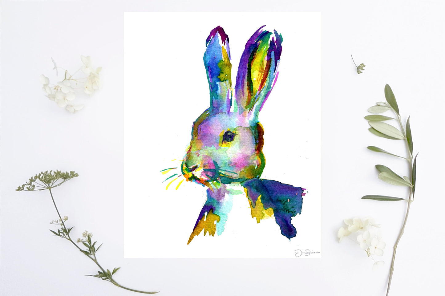 Hare Print Digital Download | "Hare" by Jess Buhman, Instant Download, Print at Home, Watercolor Animal, Nursery Art