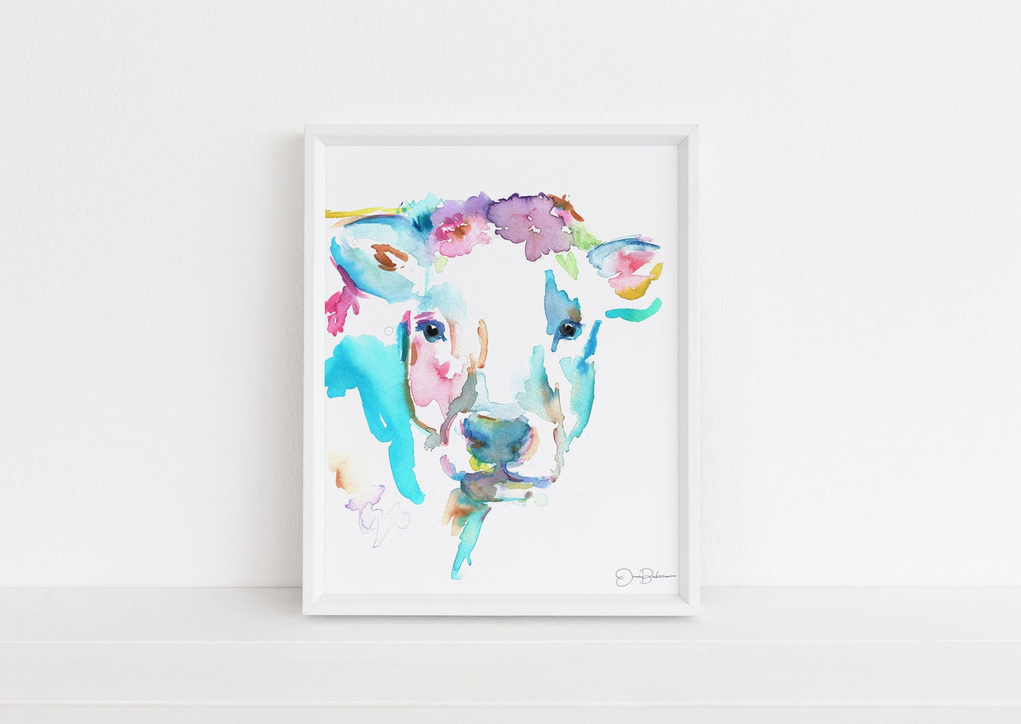 Cow Watercolor Print | "Cheerio" by Jess Buhman, Animal Watercolor, Cow Painting, Farm Animal Art, Nursery Animal Art, Cow Illustration