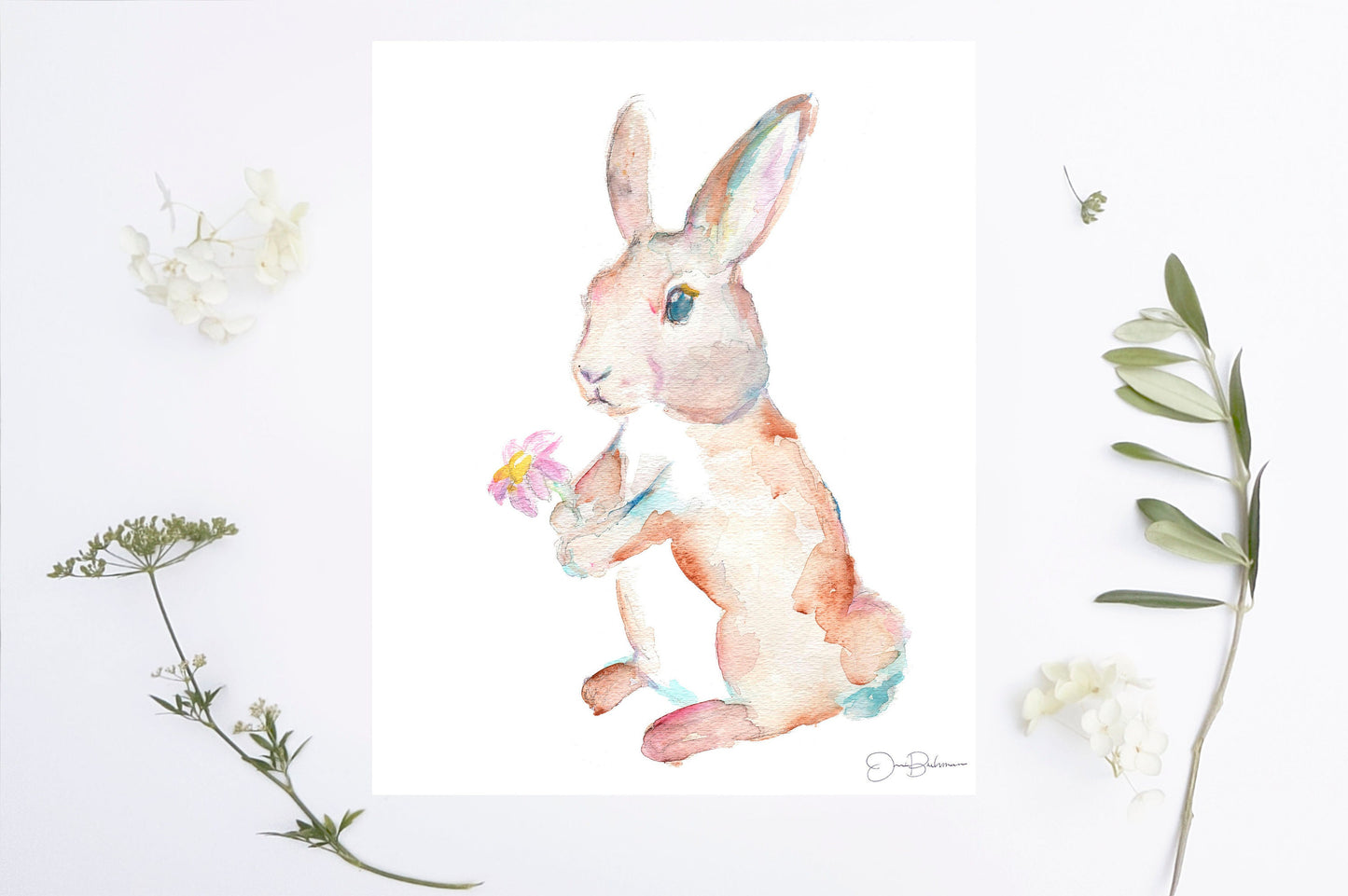 Hare Print Digital Download | "Please Say Yes" by Jess Buhman, Instant Download, Print at Home, Watercolor Animal, Nursery Art, Bunny Art