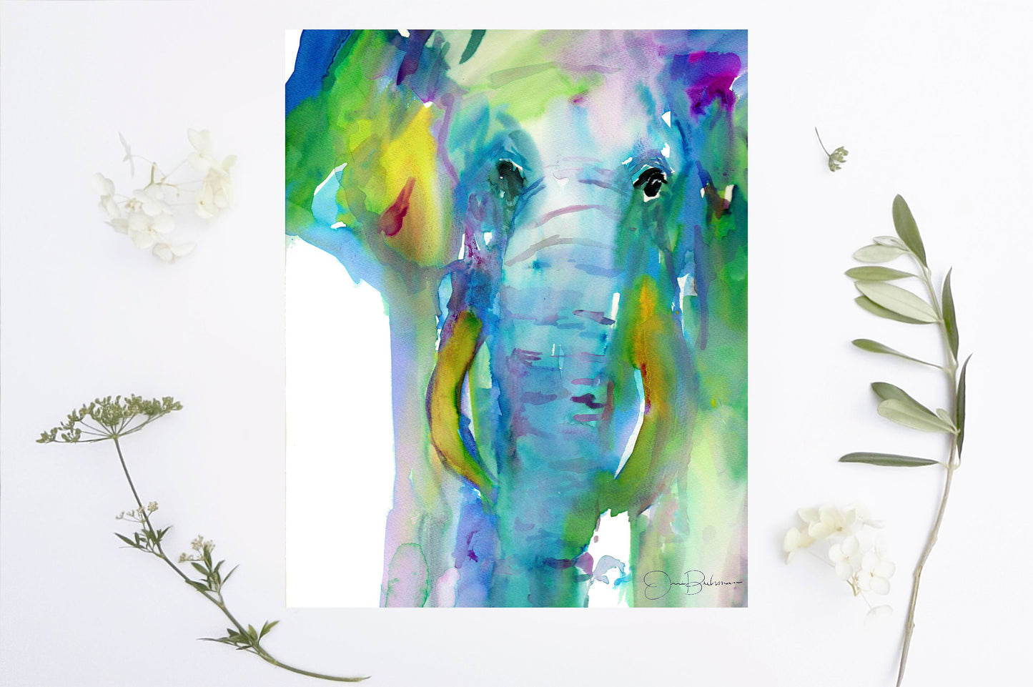 Elephant Watercolor Digital Download | "Elephant" by Jess Buhman, Instant Download, Print at Home, Elephant Painting, Nursery Art