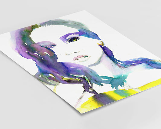 Watercolor Woman Face | "June" by Jess Buhman, Multiple Sizes, Select Your Size, Watercolor Portrait, Fashion Illustration, Minimal Art