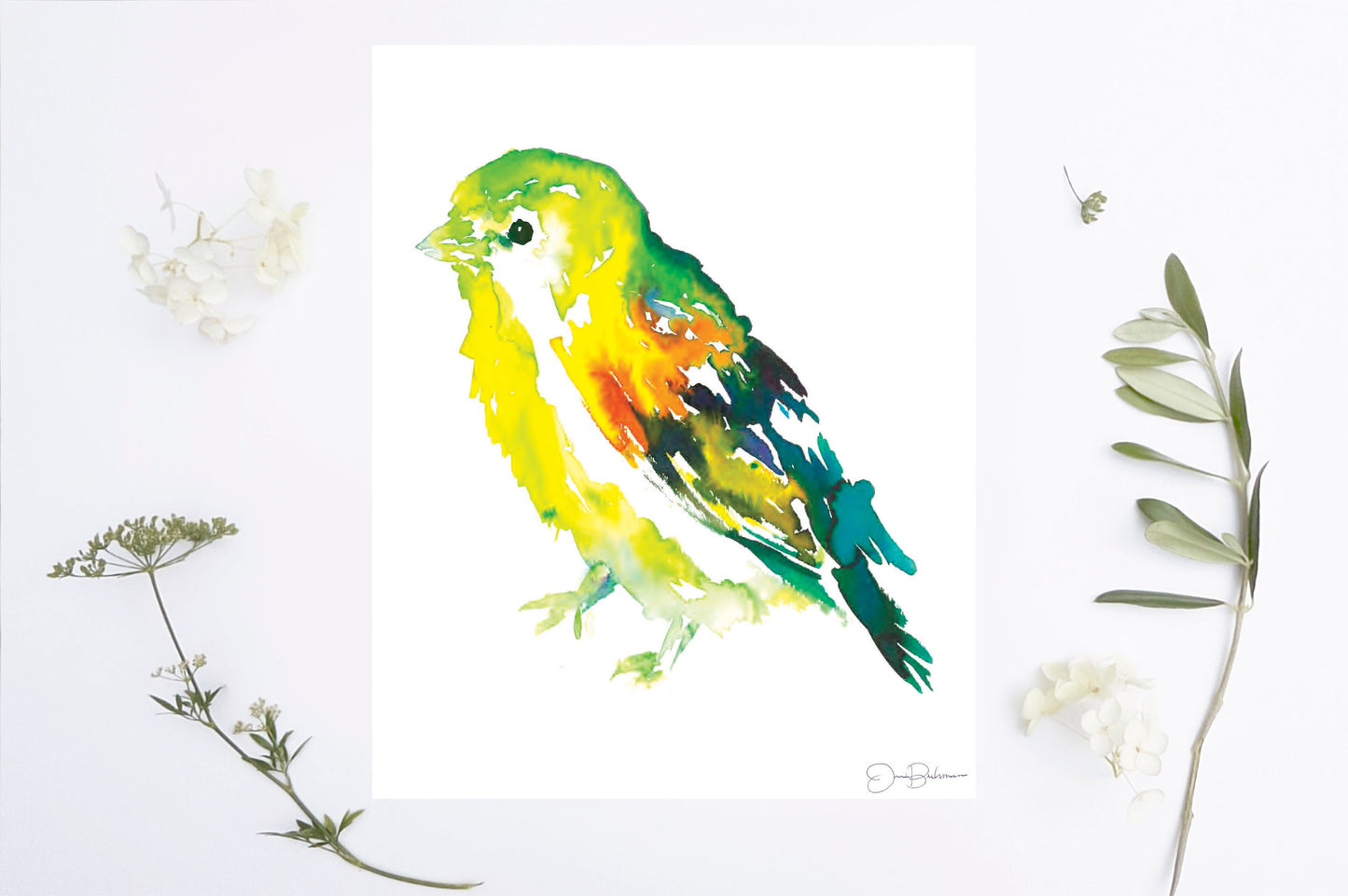 Bird Watercolor Print | "Will the Wee Bird" by Jess Buhman, Choose Your Size, Select Your Size, Woodland Animal, Bright Bird, Gift for Her