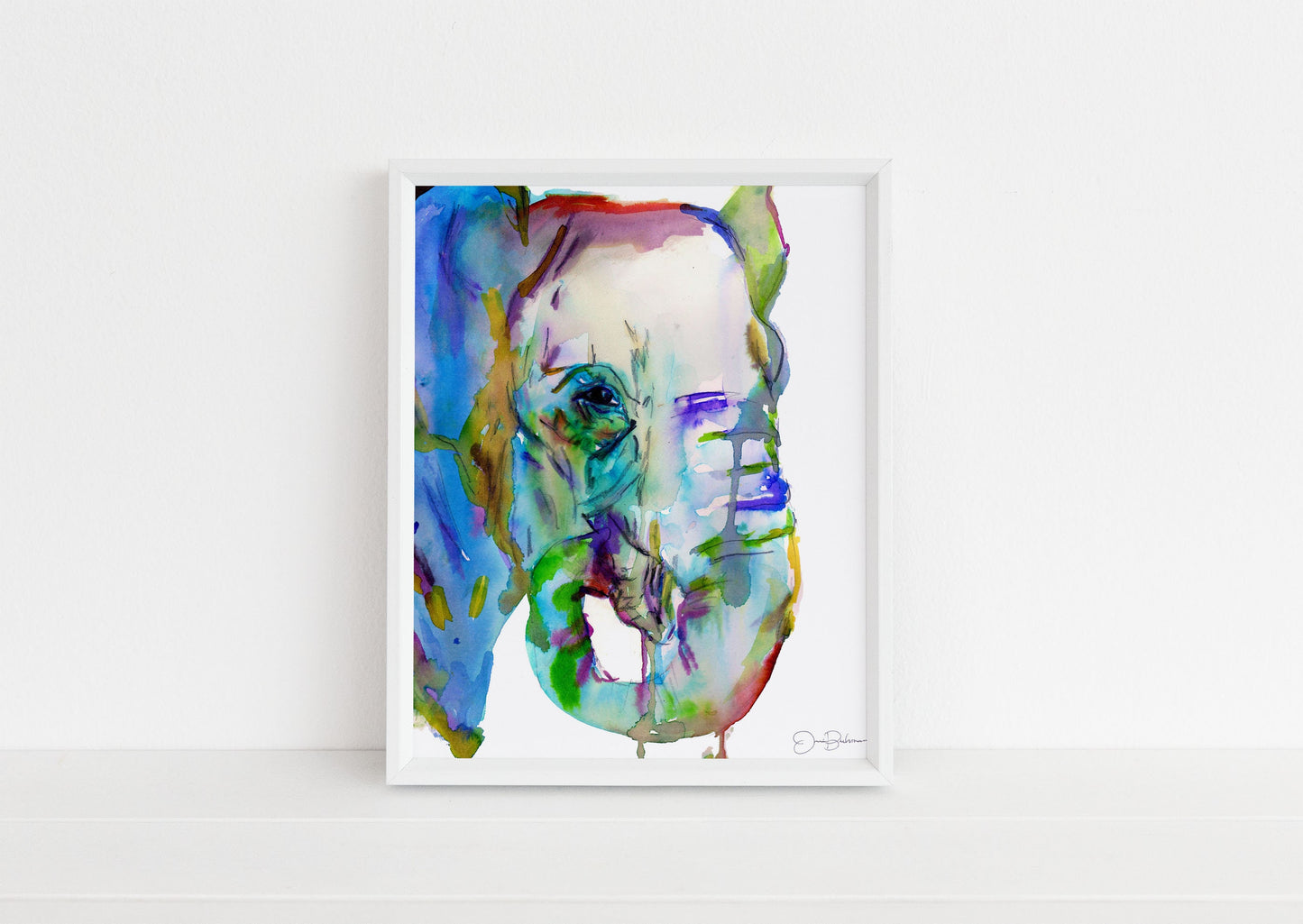 Elephant Watercolor Digital Download | "Elephun" by Jess Buhman, Instant Download, Print at Home, Elephant Painting, Nursery Art