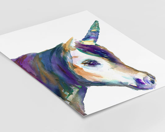 Unicorn Watercolor Print | "Ulysses the Unicorn" by Jess Buhman, Select Your Size, Multiple Sizes, Nursery Decor
