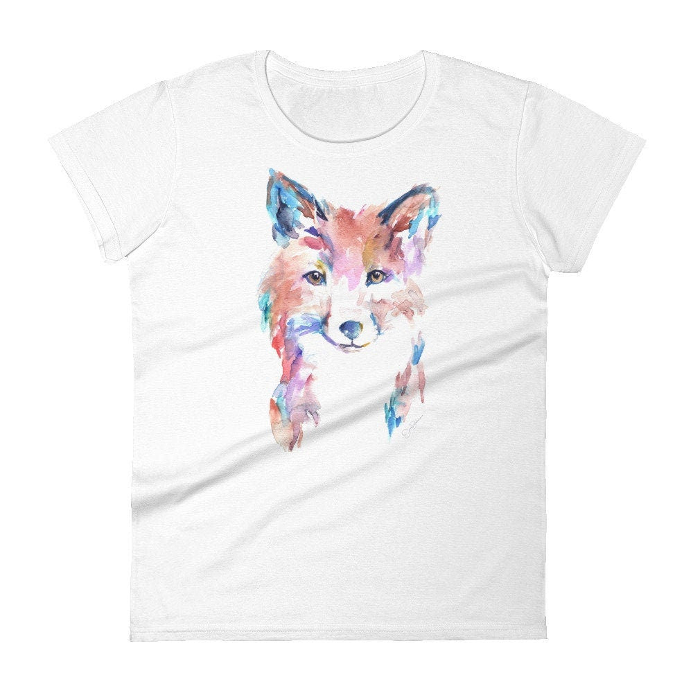 Women's Watercolor Fox T-Shirt | "Farah the Fox" by Jess Buhman, Multiple Sizes, Choose Your Size