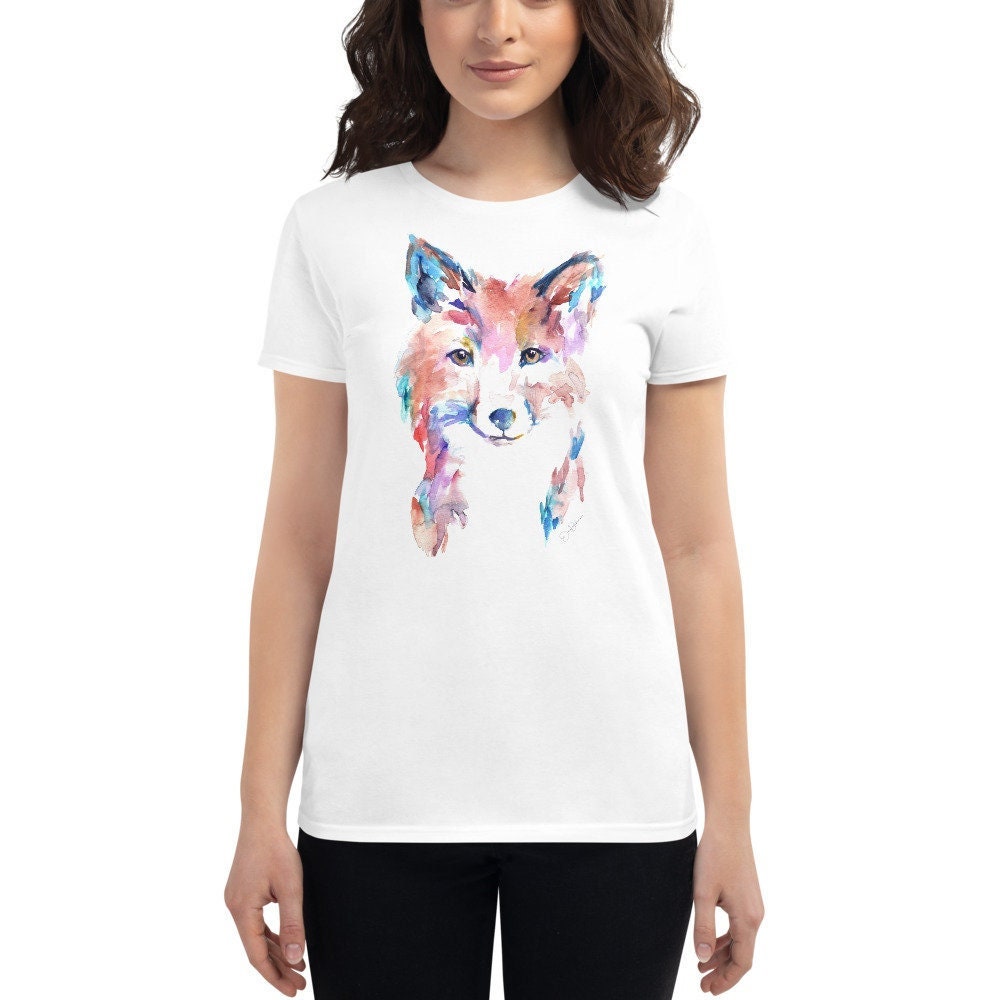 Women's Watercolor Fox T-Shirt | "Farah the Fox" by Jess Buhman, Multiple Sizes, Choose Your Size