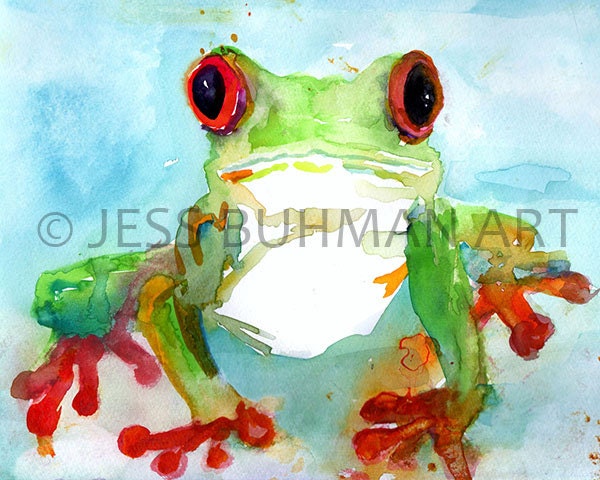 Tree Frog Watercolor Print | "Tree Frog" by Jess Buhman, Multiple Sizes, Select Size, Watercolor Frog Painting, Print of Frog, Nursery Art