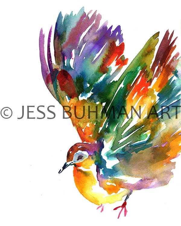 Watercolor Dove Print | "Felinda Takes Flight" by Jessica Buhman, Multiple Sizes, Dove Art, Watercolor Bird, Bird Art, Dove Painting
