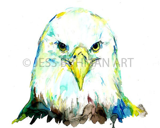 Eagle Watercolor Print | "Eagle Eye" by Jess Buhman, Multiple Sizes, Wall Art, Home Decor, Bird Painting, Choose Your Size