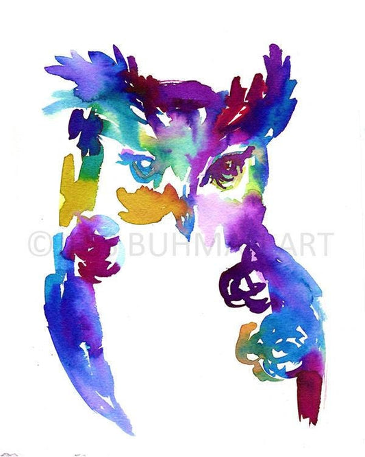 Owl Watercolor Print | "Oliver the Owl" by Jessica Buhman, Multiple Sizes, Select Your Size, Woodland Nursery Art, Forest Animal Art
