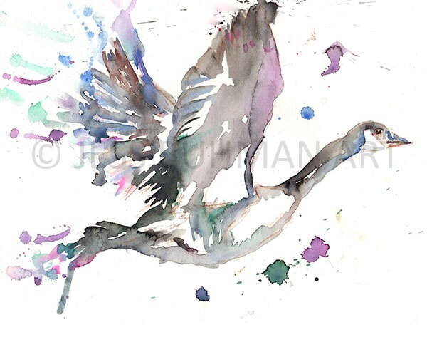 Watercolor Goose Print | "Something Told the Wild Goose" by Jessica Buhman 10 x 8 Bird Flying Geese