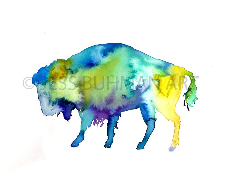 Buffalo Watercolor Print | "Buffalo" by Jess Buhman, Multiple Sizes, Select Your Size, Southwest Art, Bison Print