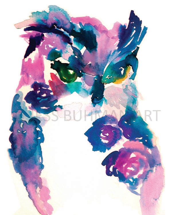 Owl Watercolor Print | "Oscar the Owl" by Jessica Buhman, Multiple Sizes, Select Your Size, Woodland Nursery Art, Forest Animal Art