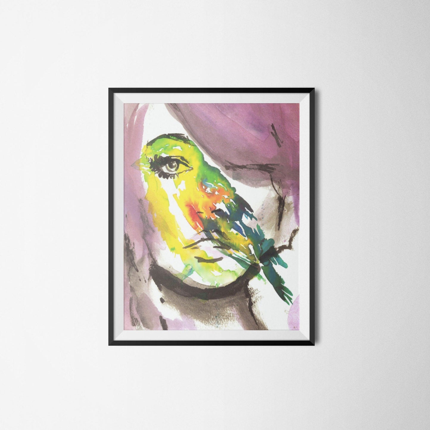 Watercolor Portrait Instant Download, "Bird's Eye View" by Jess Buhman, Digital File, 8" x 10" Print of Woman, Abstract Painting