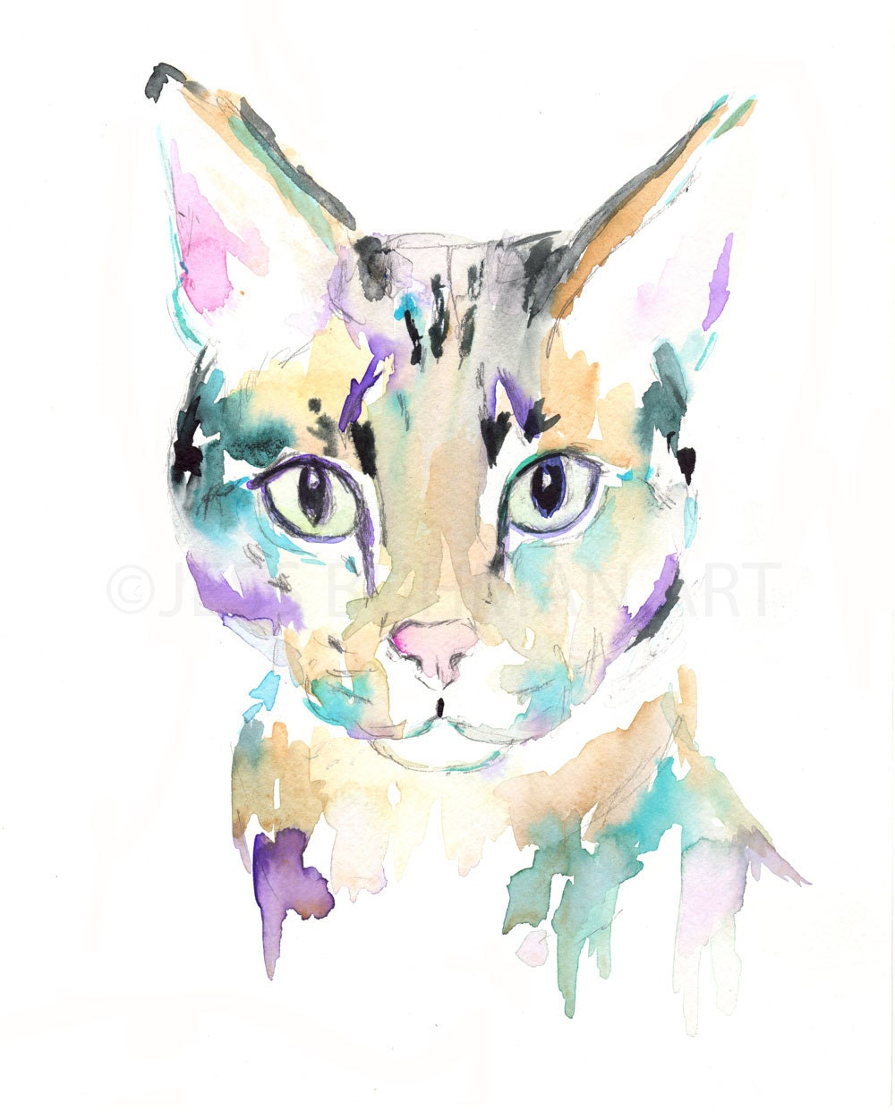 Savannah Cat Watercolor Print | "Savannah" by Jess Buhman, Multiple Sizes, Select Your Size, Tabby Cat Painting, Nursery Art