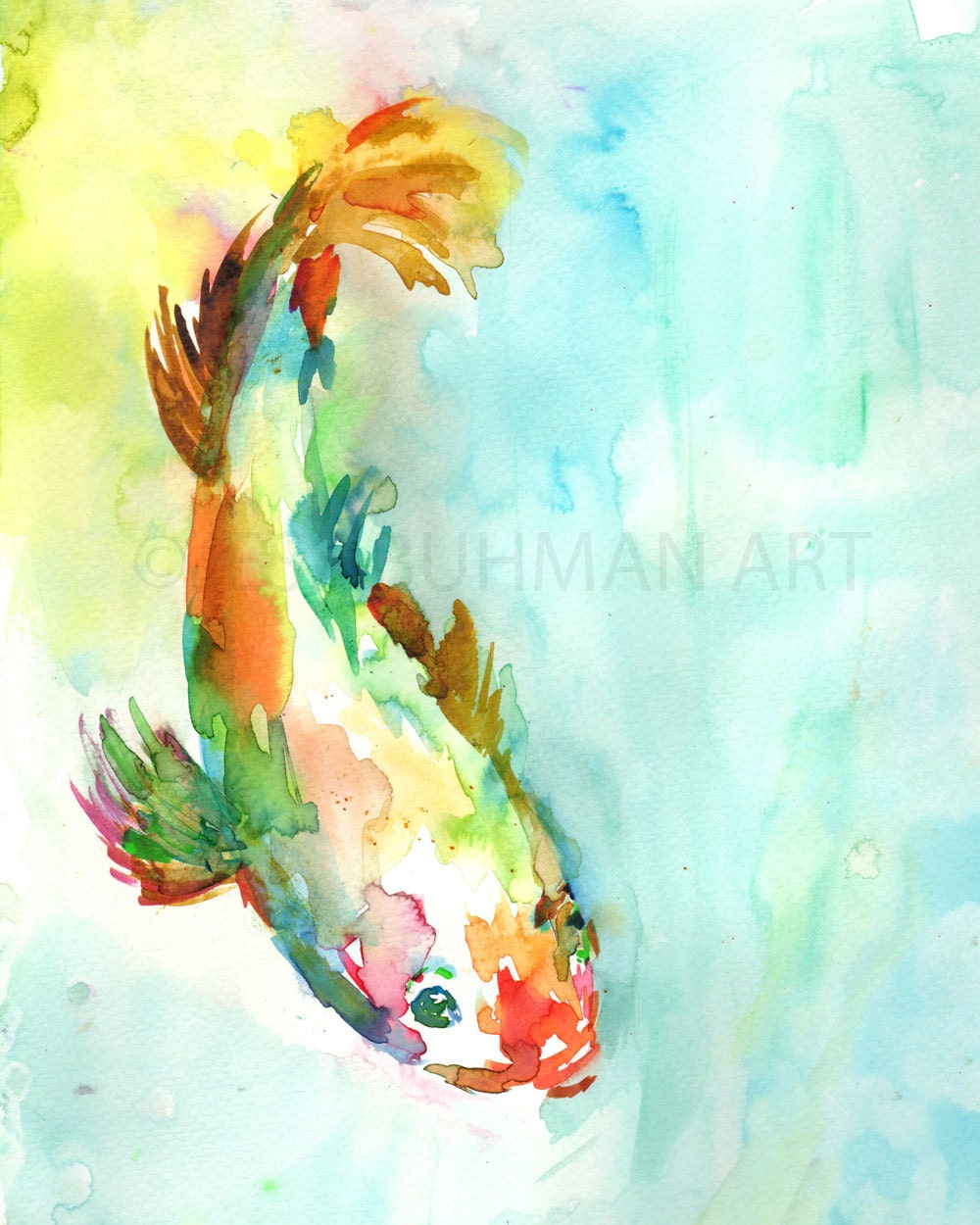 Koi Fish Watercolor Print, "Dreams of Koi" by Jess Buhman, Multiple Sizes, Select Your Size, Watercolor Koi