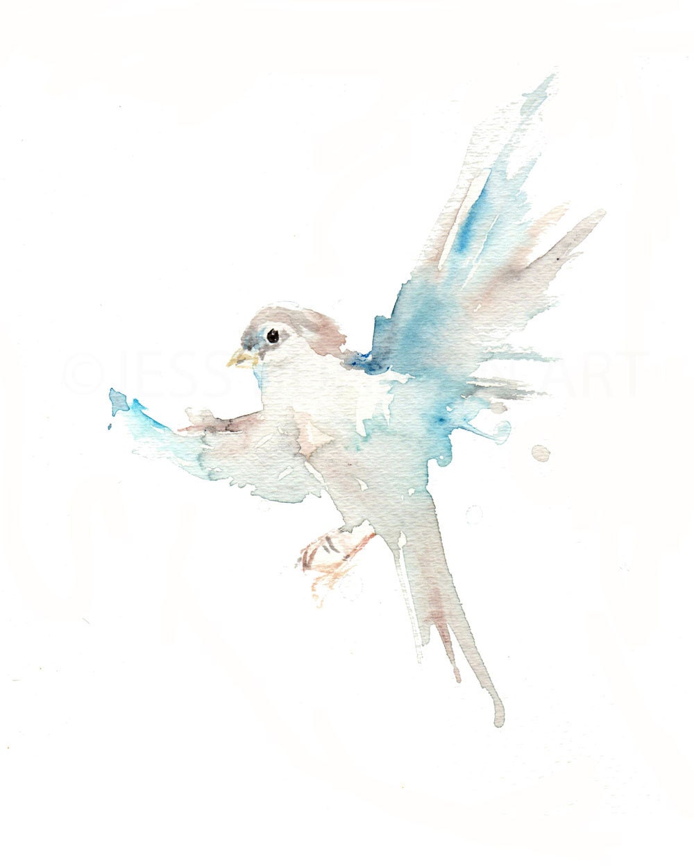 Bird Watercolor Print | "Rise Up" by Jess Buhman, Bird Flying Art, Multiple Sizes, Select Your Size, Garden Art