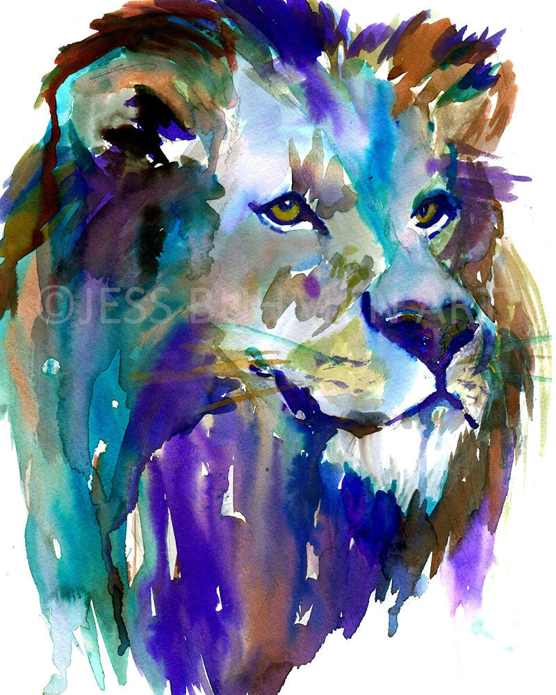 Lion Watercolor Digital Download Print, "The King" by Jess Buhman, Instant Download, Digital File, Nursery Decor