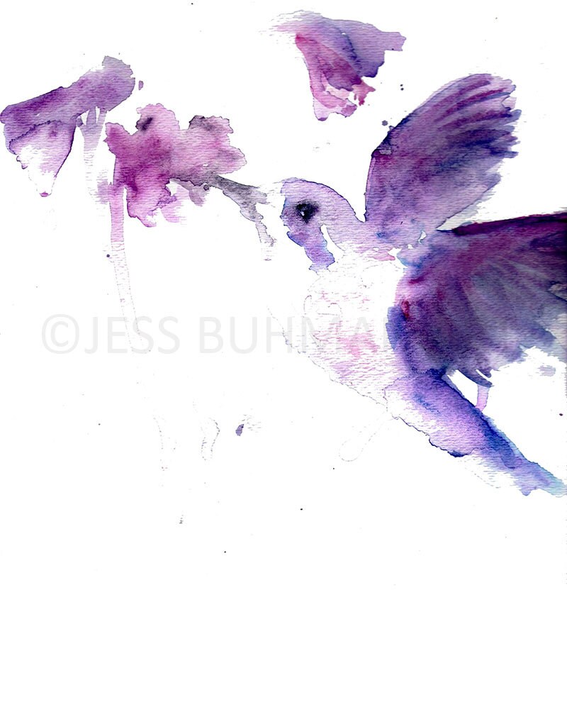 Hummingbird Watercolor Painting Print | "Josie the Hummingbird" by Jess Buhman, Multiple Sizes, Select Your Size, Bird Painting, Bird Art